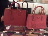 意大利代购 Prada/普拉达2016新款女包 时尚红色真皮拉链手提包