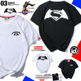 SUPERMAN青少年夏装新款纯棉短袖t恤男超人大战蝙蝠侠半袖圆领短t