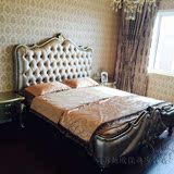 欧式实木床婚床双人床 新古典样板房皮艺床 法式1.5米1.8米公主床