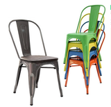 欧式铁艺餐椅餐厅椅子简约现代椅休闲户外金属铁皮凳子靠背铁皮椅