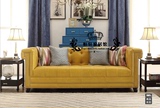 美式复古简约宜家客厅三人沙发铆钉拉扣皮沙发欧式后现代双人沙发