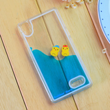 新款oppor7手机壳液体游泳大小鸭子透明流动可爱小黄鸭卡通保护套