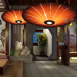 东南亚中式木皮灯日式吊灯田园宜家工程餐厅创意木艺灯具木皮吊灯