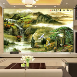 3d立体水墨山水情国画中式大型壁画客厅室内电视机背景墙纸布壁纸