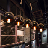 美式乡村灯麻绳创意工业风长形灯具复古个性玄关吧台loft大气吊灯
