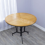 美式宜家旅行折叠餐桌实木折叠餐桌小户型折叠桌圆形多功能伸缩桌