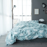 北欧日式简约全棉床上用品小熊1.2三件套1.8M床单纯棉被套四件套