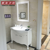 欧式简约浴室柜组合橡木卫浴柜落地卫生间一体陶瓷盆小户型洗漱台