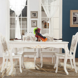 欧式餐桌椅组合6人大理石实木饭桌子长方形法式描金实木雕花餐桌