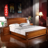 现代中式家具胡桃木床全实木双人床1.8气压高箱储物床榆木送床垫
