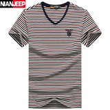 16夏季新款NIAN JEEP专柜正品男士短袖t恤 宽松V领男装吉普t恤衫