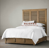 实木床1.5米现货 法式乡村家具 双人床 欧式 特惠美式百叶床橡木