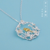 原创s925纯银项链女创意设计花朵锁骨链文艺个性小花手工银饰吊坠