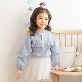 2016秋装韩版新款女童装儿童宝宝蝙蝠袖套头长袖衬衫花边衬衣上衣