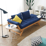 进口榉木日式布艺沙发床实木沙发可拆洗折叠多功能小户型沙发床