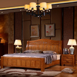 现代中式框架实木床1.8米原木橡胶木双人水曲柳纹理床大款床家具
