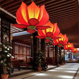 新中式莲花吊灯客厅简约创意吧台灯仿古餐厅茶楼灯笼荷花布艺灯具