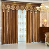 高档奢华欧式加厚纯色意大利绒布遮光客厅卧室窗帘帘头幔成品定制