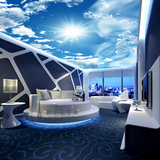 3D中欧式蓝天白云简约个性壁纸酒店客厅卧室天花吊顶墙纸大型壁画