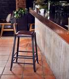 实木吧台椅凳铁艺做旧高脚酒吧凳时尚咖啡厅餐桌椅星巴克桌椅