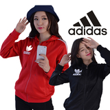 adidas阿迪达斯运动卫衣女春秋韩版大码外套三叶草长袖夹克棒球服