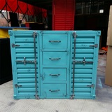 LOFT工业风复古做旧集装箱创意个性多功能铁艺收纳柜书柜储物斗柜