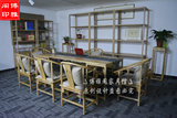 老榆木免漆茶桌办公桌会议桌 新中式茶桌椅组合明式禅意实木家具
