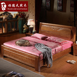 水曲柳实木床1.8 1.5米卧室中式家具大床高箱储物气压实木床包邮