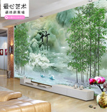 3D立体 玉雕 山水 电视瓷砖背景墙 中式客厅影视墙 竹林陶瓷壁画