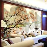 中式山水水墨墙纸壁画大型无缝墙布客厅电视背景墙壁纸3d个性古典