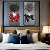 新中式客厅卧室玄关双联走道茶馆会所样板房抽象图案有框装饰挂画