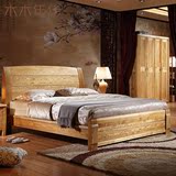 榆木床全实木床中式厚重款气动高箱床储物床双人床1.2/1.5/1.8米