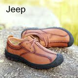jeep吉普男鞋夏秋季新款休闲鞋真皮正品透气皮鞋户外低帮系带潮鞋
