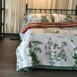 欧美田园风格被单四件套 纯棉绿色碎花全棉床单夏天1米5床上用品