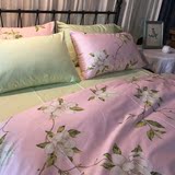欧美田园风格纯棉四件套粉色碎花被单绿色床单 一米五/八2.0m双人