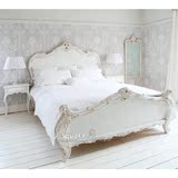 法国普罗旺斯时髦白色床 法式复古实木雕花床 新古典双人床 定制