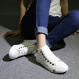 2015新款白色高帮帆布鞋女秋冬韩版潮鞋学生平底板鞋粉色休闲女鞋