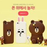 韩国Line Friends 苹果6立体硅胶布朗熊Iphone6plus可妮兔手机壳