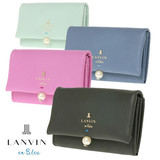 日本直邮代购 LANVIN en Bleu 精致珍珠装饰牛皮迷你小零钱包卡包