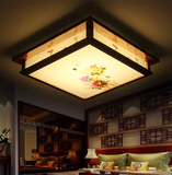 LED卧室灯中式吸顶灯现代简约客厅卧室餐厅灯仿木方形节能灯
