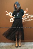 【地叔叔】2016秋季新款 黑色蕾丝高腰显瘦半身裙长裙MA1631SKT03