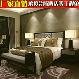 现代简约新中式水曲柳实木双人床样板房酒店别墅卧室1.8米实木床