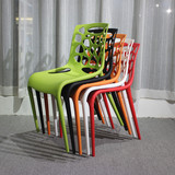时尚简约现代塑料餐椅 咖啡椅 休闲镂空餐椅 创意办公椅 英雄椅子