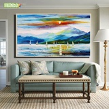 刀画欧式厚油彩帆船创意抽象纯手绘油画现代客厅装饰风景简约配画