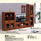 实木电视柜组合背景墙现代简约中式地柜展示柜客厅电视柜厅柜酒柜