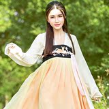 2016夏装新款民族风女装复古中式印花古装改良长袖汉服上衣表演服