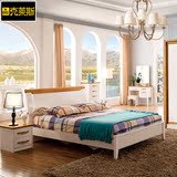 简约现代1.5米1.8米双人床卧室宜家实木板式组合高箱气动储物床