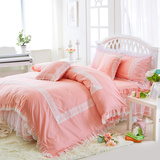 韩式公主风床裙床罩式蕾丝花边纯色4四件套1.5米1.8m双人床上用品