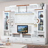 大户型纯白欧式烤漆电视柜组合背景墙柜客厅影视地柜装饰酒柜