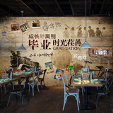 3D立体餐厅休闲咖啡馆个性背景墙纸砖纹致青春奶茶店复古壁纸壁画